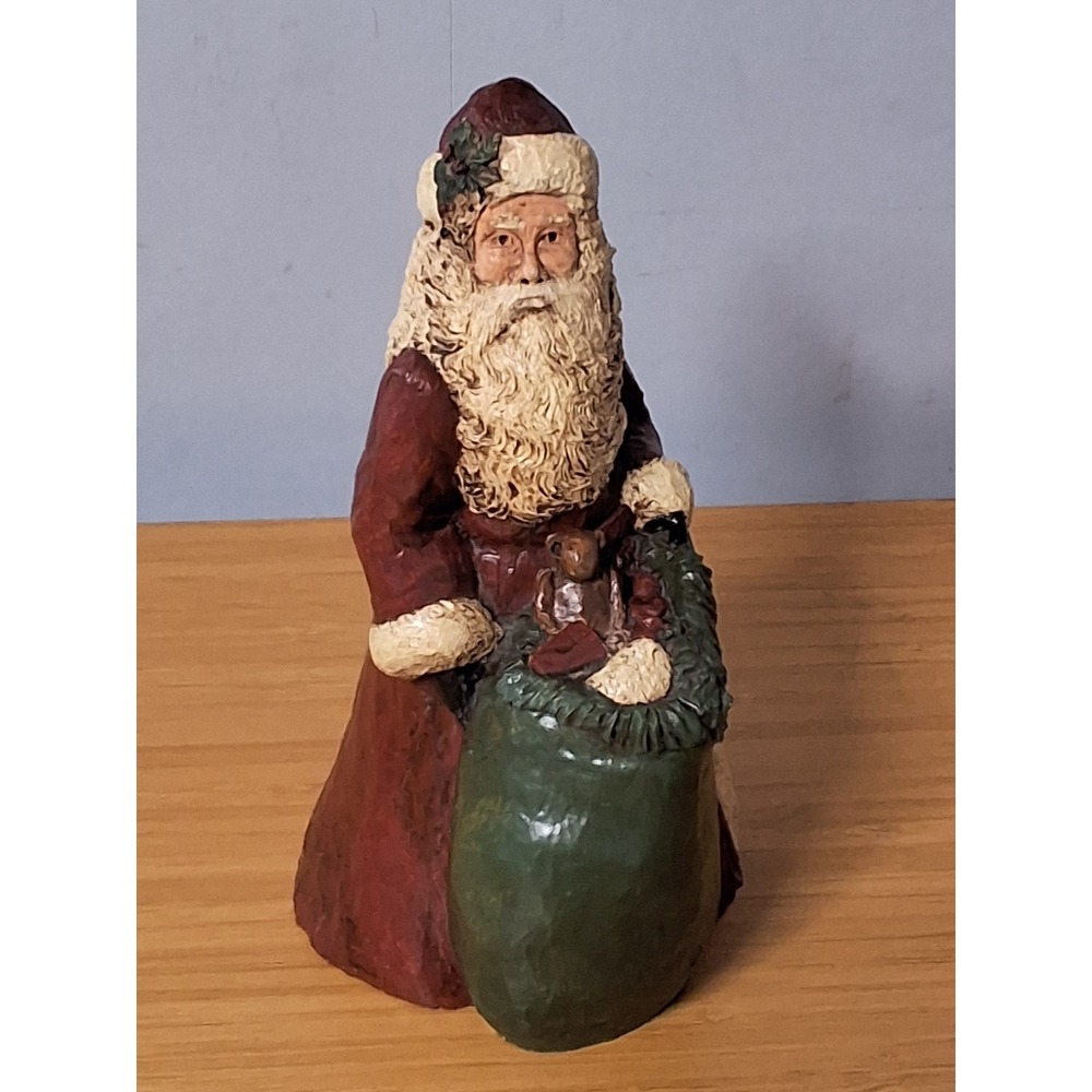 Vintage Betty Wolfe Signed Santa Claus Figurine Folk Art Christmas Decor 1994